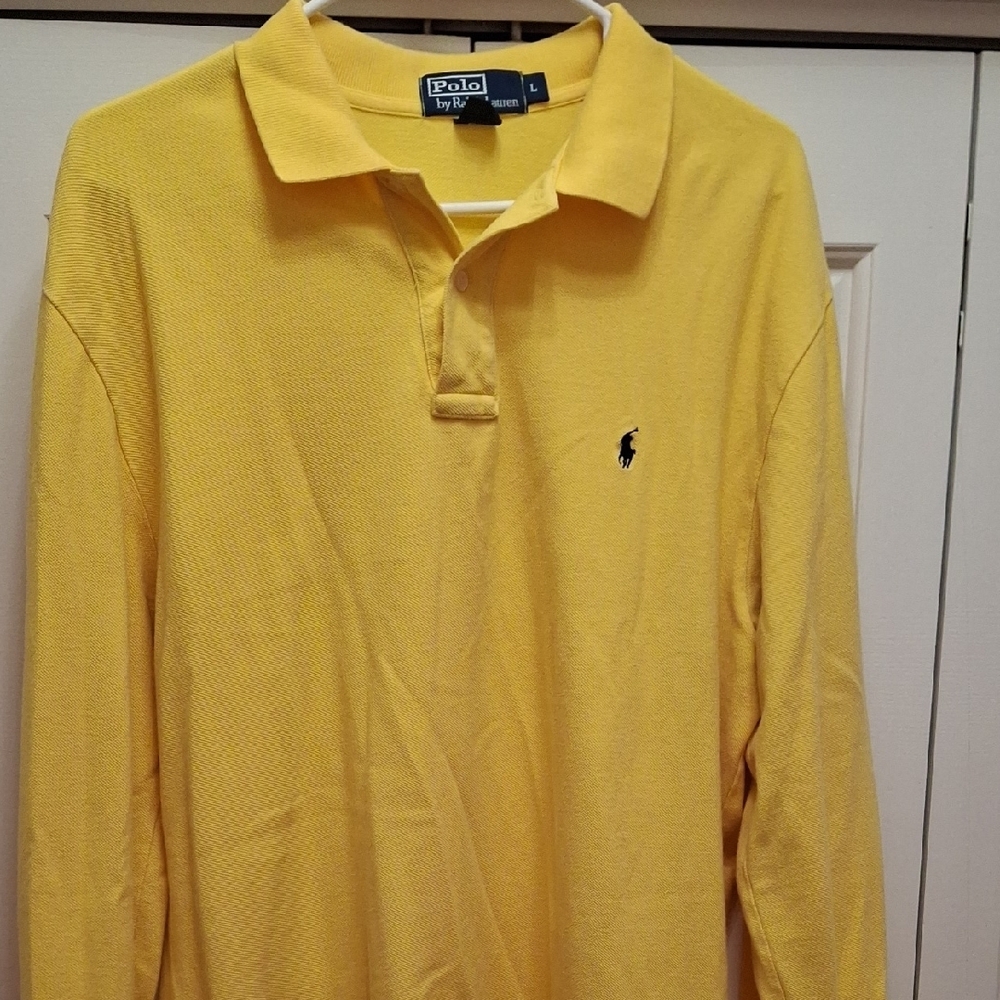 Polo by Ralph Lauren Men's Large Yellow Long Sleeved Polo Shirt